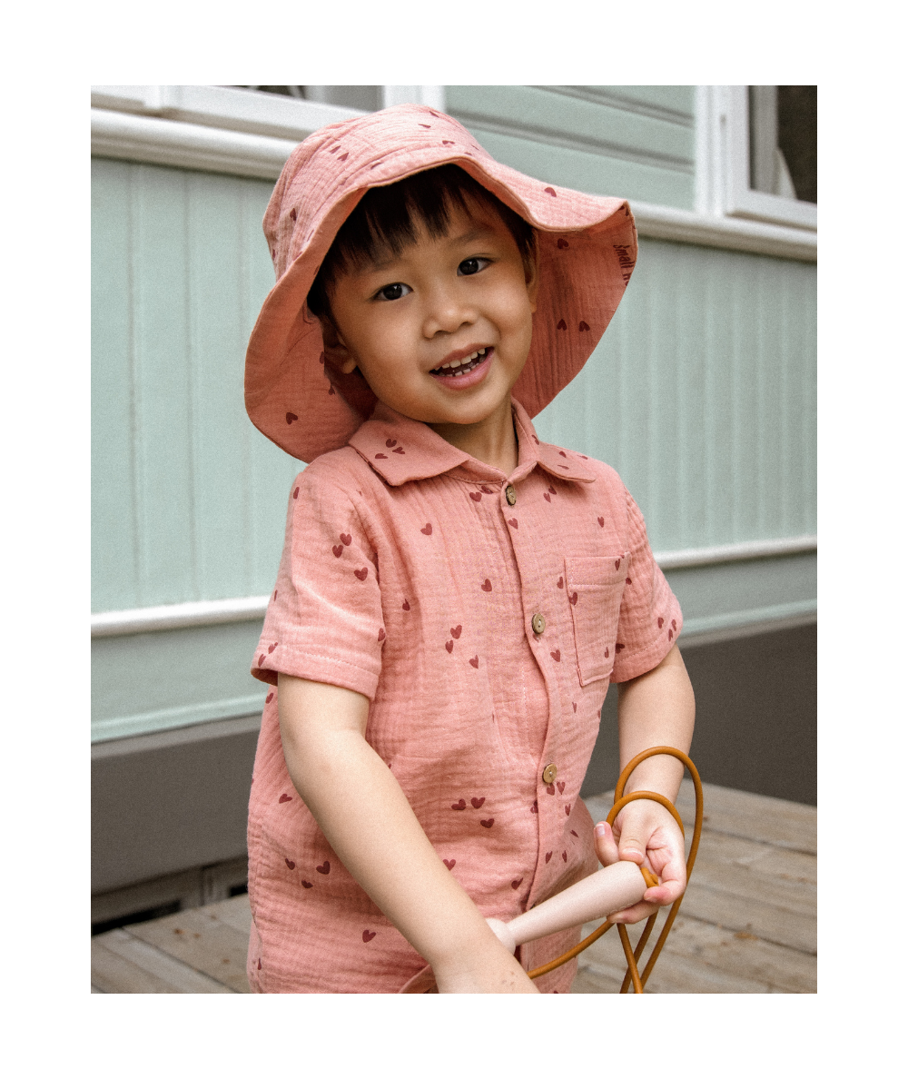 SIBELLE - Chemise et short en mousseline Oeko-Tex motifs coeurs