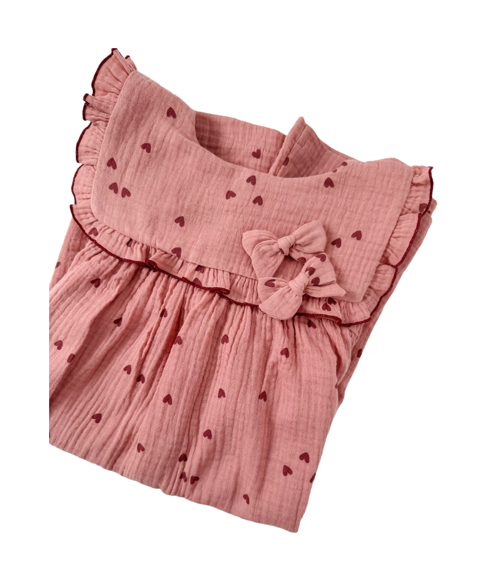 SIBELLE - Haut et short en mousseline Oeko-Tex motifs coeurs