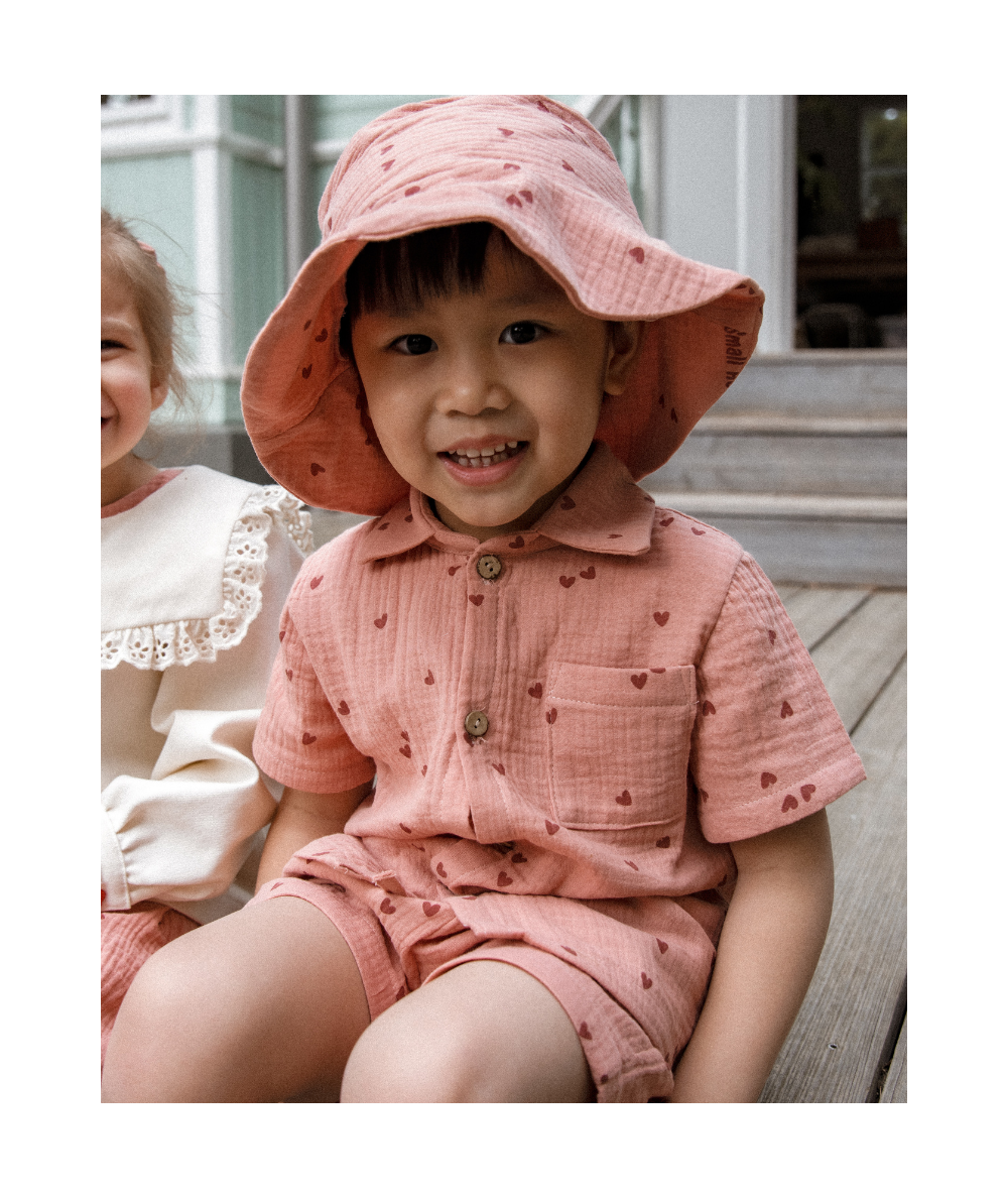 SIBELLE - Chemise et short en mousseline Oeko-Tex motifs coeurs