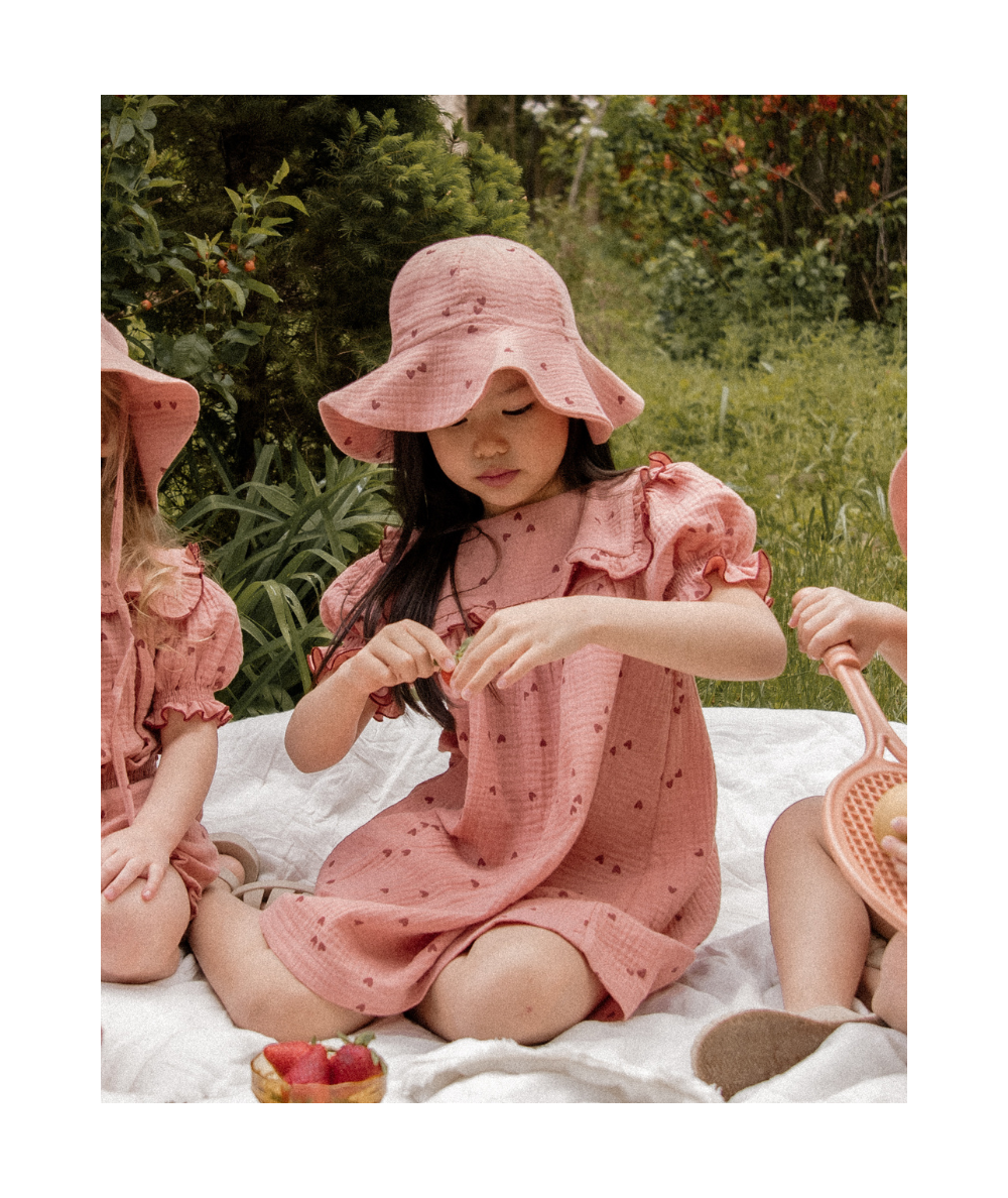 SIBELLE - Robe en mousseline Oeko-Tex motifs cœurs