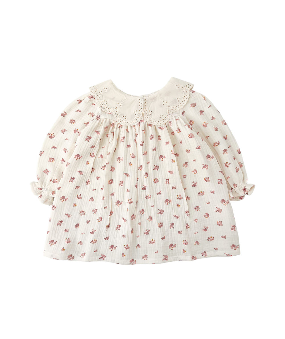 ZOÉ - Robe en mousseline et col flora