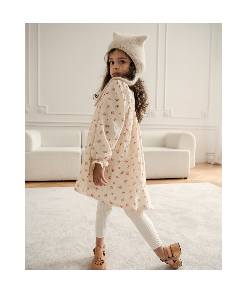 ZOÉ - Robe en mousseline et col flora