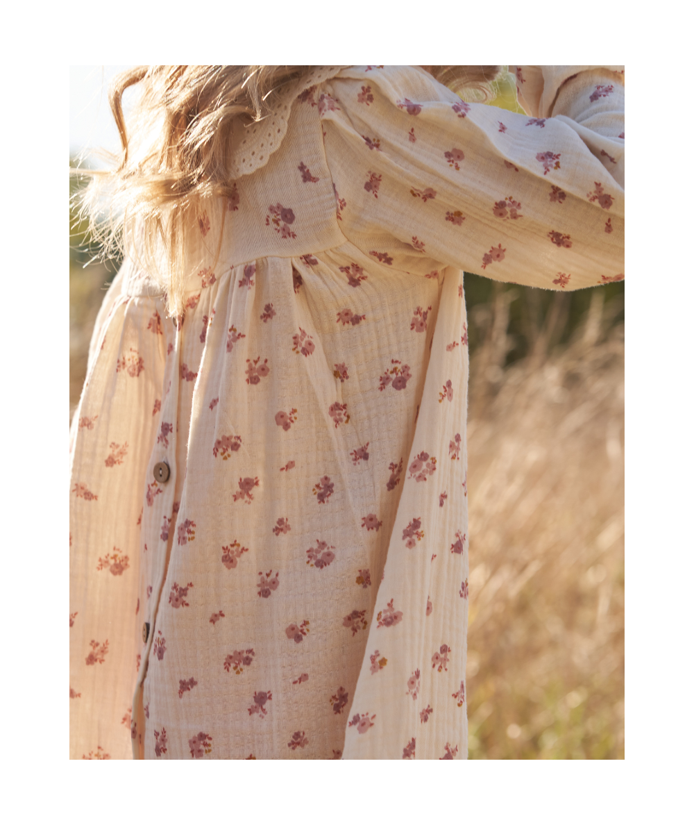 ZOÉ - Robe en mousseline et col flora