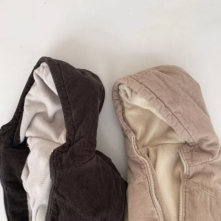 CORY - Sweet à capuche en velours côtelé