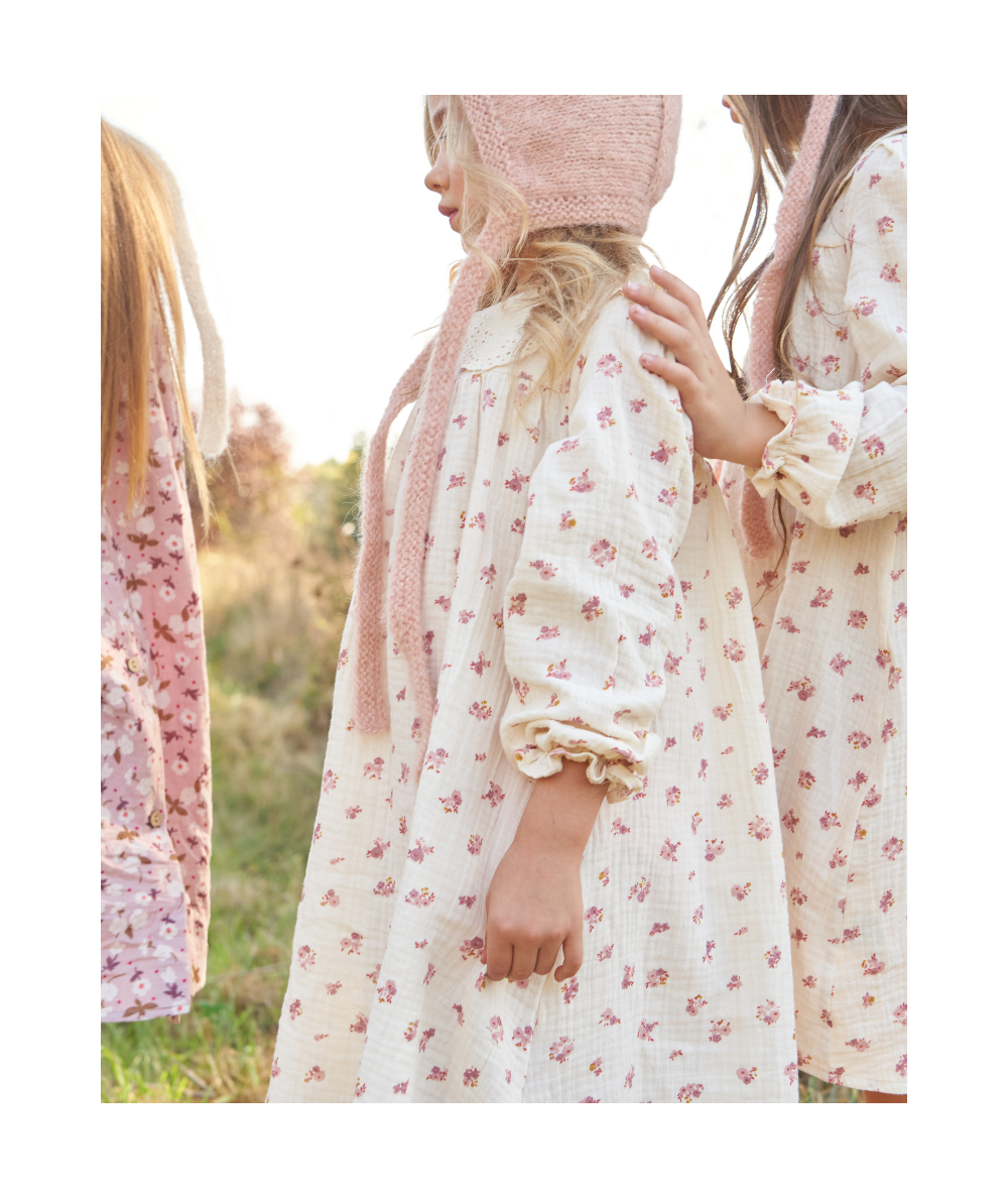 ZOÉ - Robe en mousseline et col flora