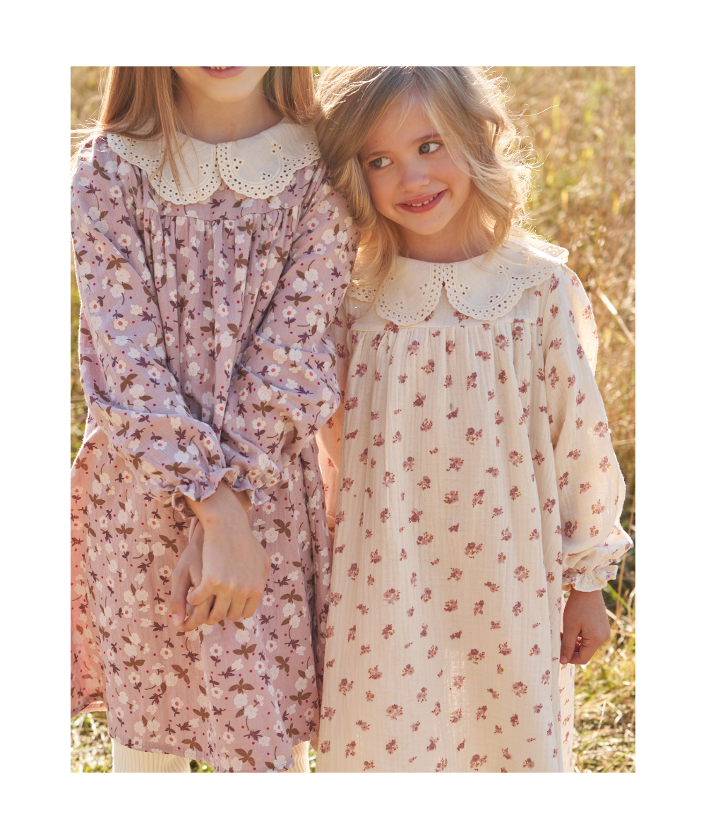 ZOÉ - Robe en mousseline et col flora