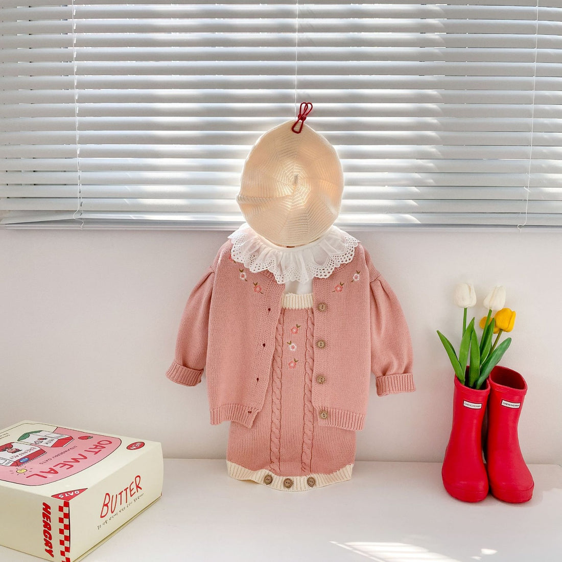 FARA - Cardigan & Barboteuse à bretelles