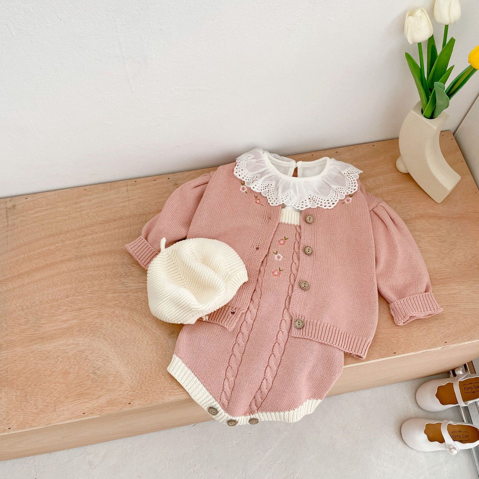 FARA - Cardigan & Barboteuse à bretelles