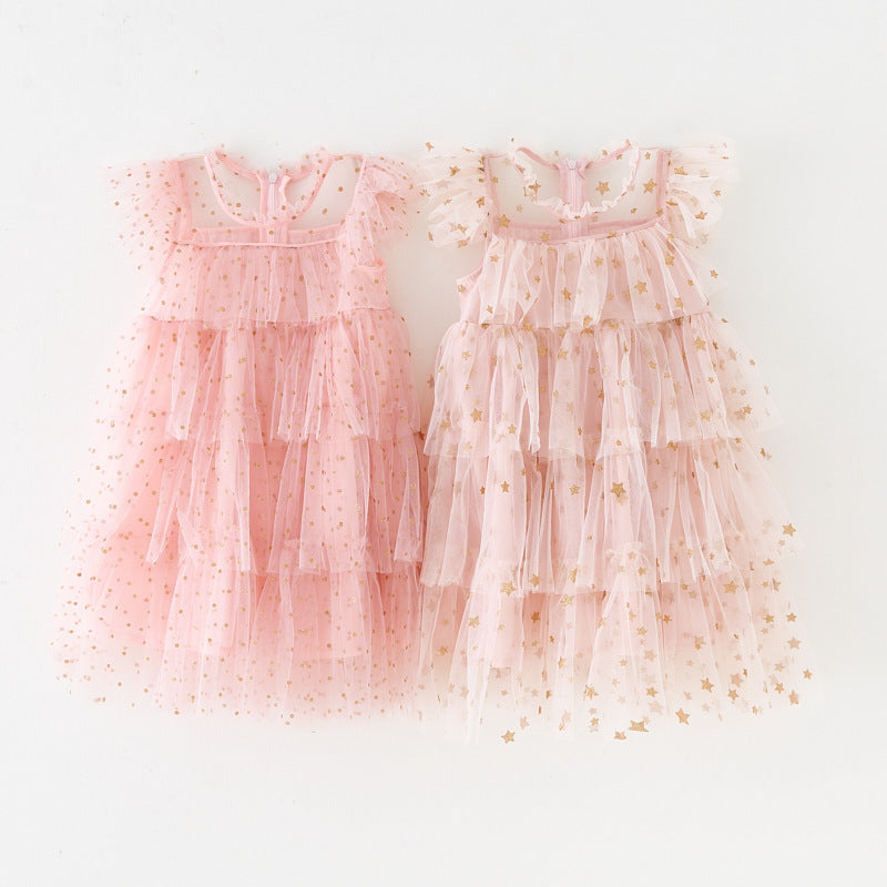 PRINCESSE - Robe en tulle pailleté or