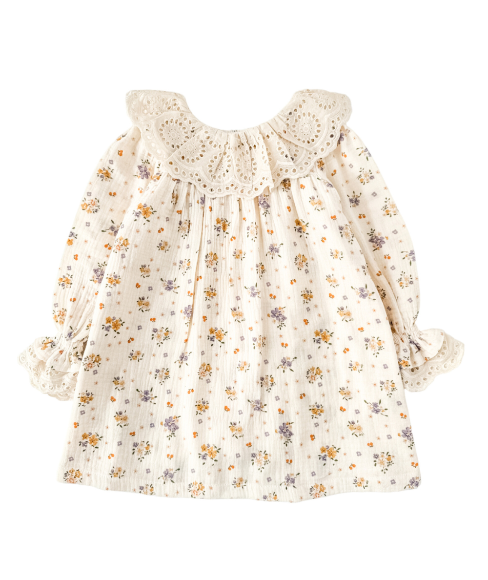 SONJA - Robe en mousseline & fleurs cottage