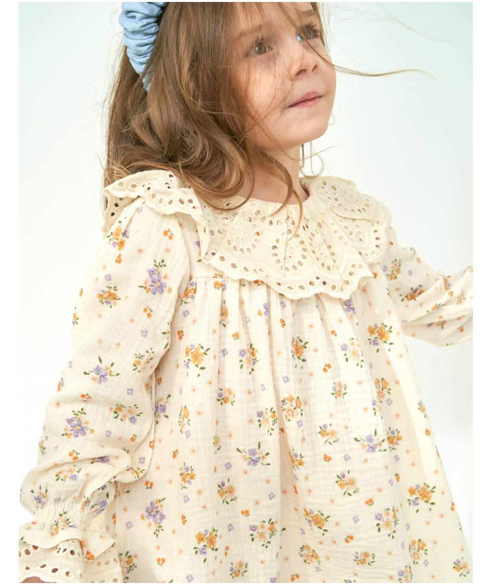 SONJA - Robe en mousseline & fleurs cottage