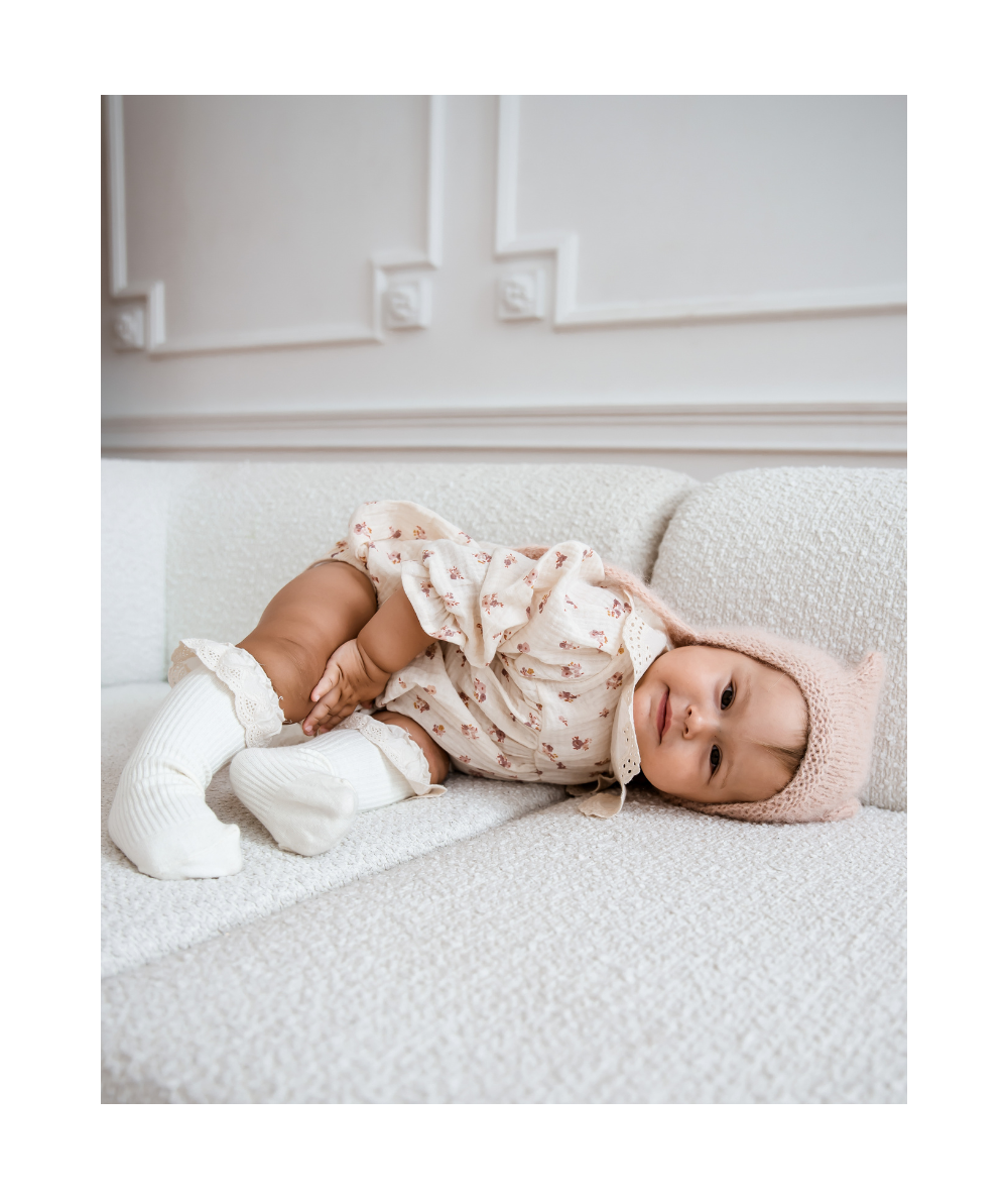 ZOÉ - Barboteuse en mousseline et col flora