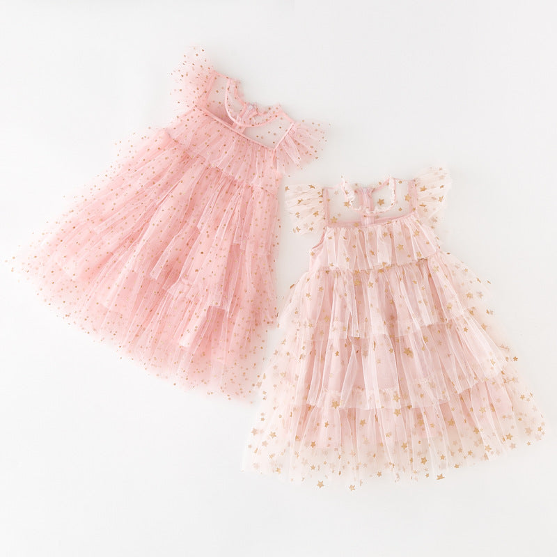 PRINCESSE - Robe en tulle pailleté or